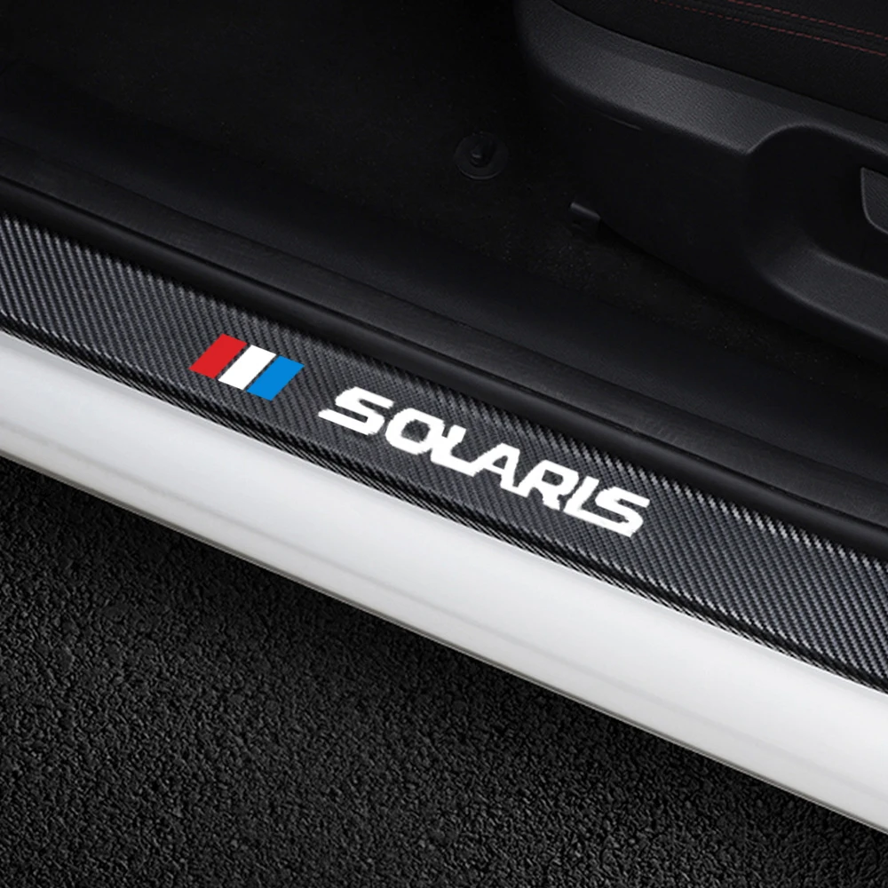 Наклейки на пороги автомобиля 4 шт. из углеродного волокна для Hyundai SOLARIS 2017 2018 2019 |