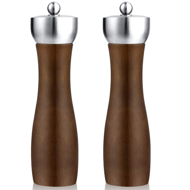 

Salt and Pepper Grinder Set, Premium Beech Wood Salt Grinder Pepper Mill Shakers Gift Set for Home Chef 2 Pcs