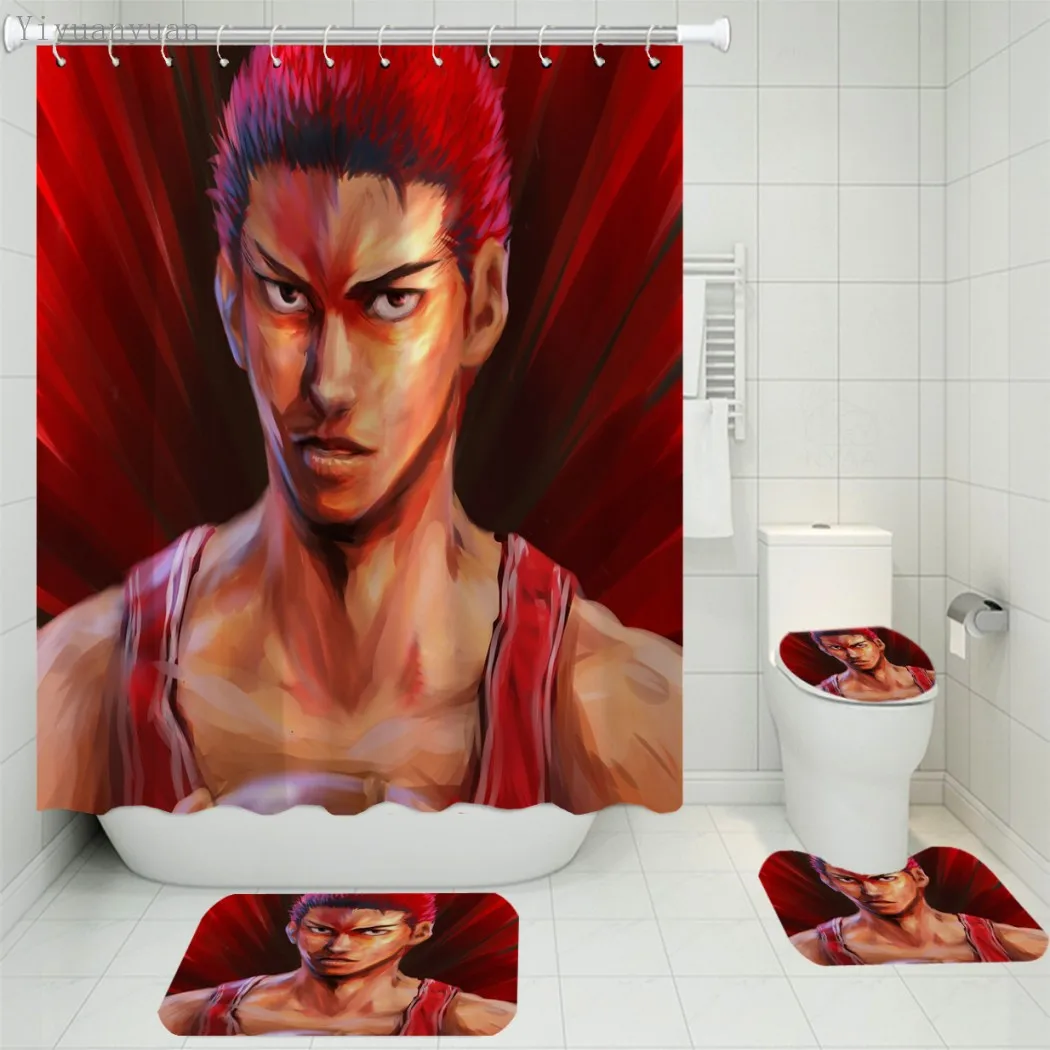 

Persona 5 Hot Game 3D Shower Curtain Toilet Lid Cover Bath Mat Set Cartoon Bathroom Curtains Non-slip Rug Bathtub Home Decor