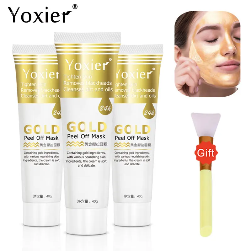 

Yoxier 3Pcs Gold Collagen Peel Off Mask Deep Cleansing Remove Blackheads Acne Oil-Control Lifting Firming Anti-Aging Skin Care