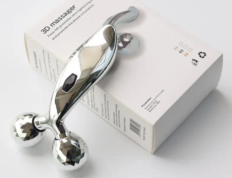3D роликовый Серебряный массажер для лица 360 Вращающийся Тонкий Массажер всего