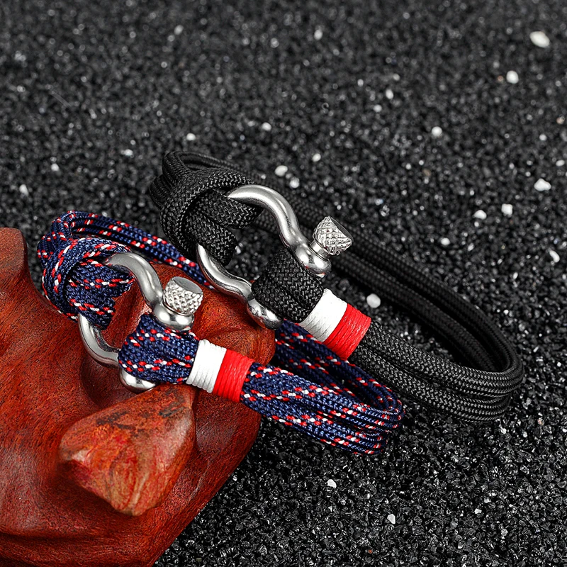 Новая мода u образная Пряжка мужские браслеты с подвесками тканая Веревка Цепь