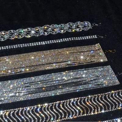 Роскошные Стразы отделка шеи аппликация Женская Хрустальная цепочка свадебное