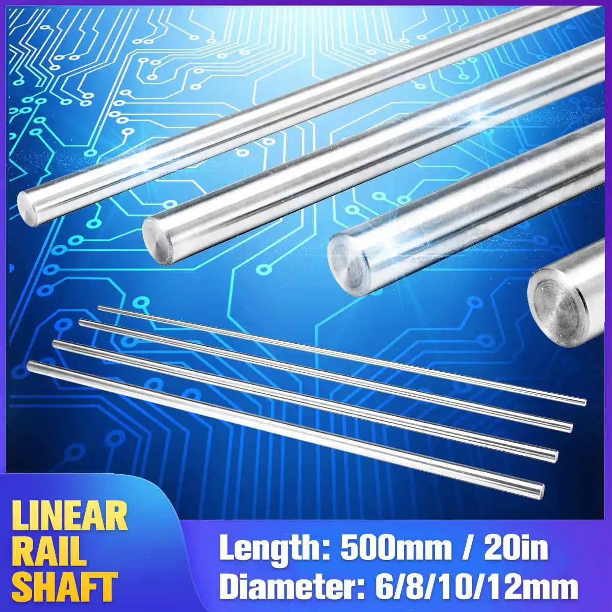 

High Carbon Steel 6mm 8mm 10mm 12mm OD Linear Shaft Length 500mm Cylinder Chrome Liner Rail Shaft for 3D Printer Axis CNC Parts