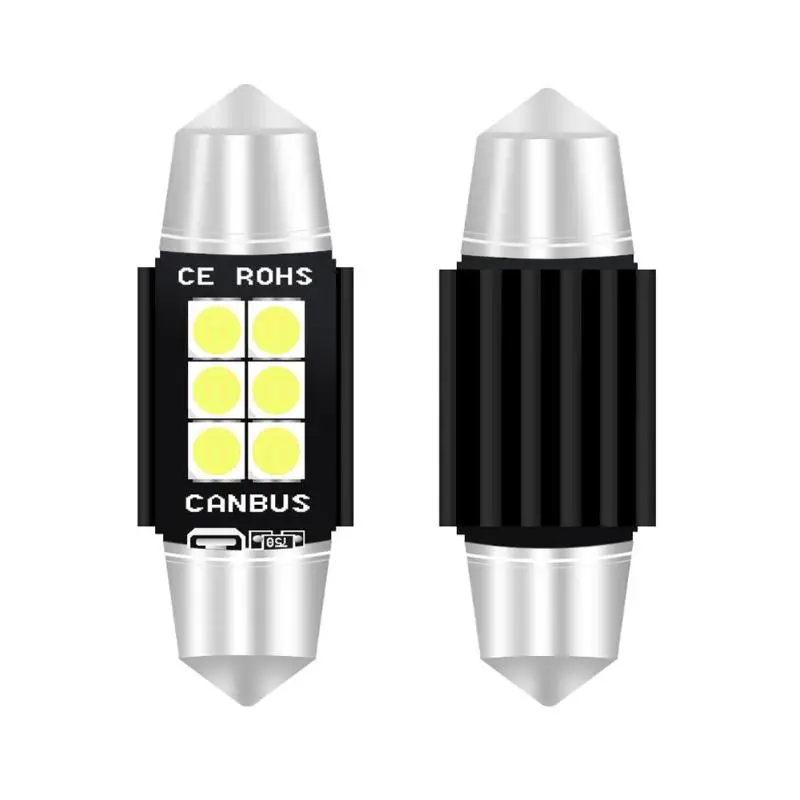 

2pcs Aluminum Festoon 3W 6SMD 3030 6000K 660LM Car Interior Map License Plate Reading Lamp Bulbs White Light