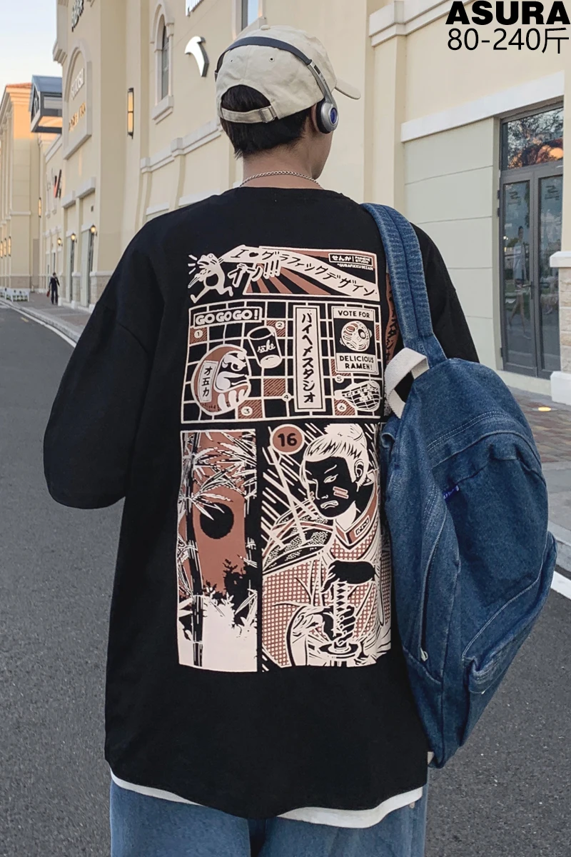 

Anyang store 3D short-sleeved T-shirt men's plus fat plus size tide brand trend loose round neck summer clothes