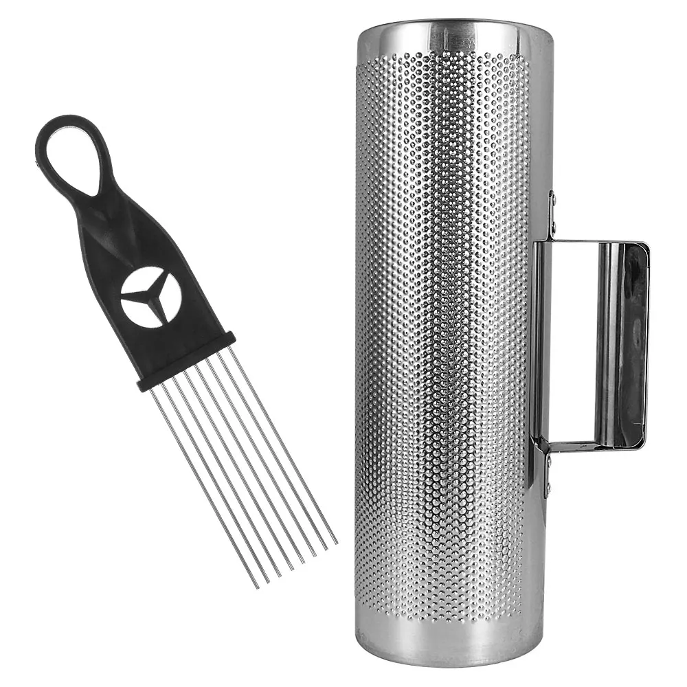 

Metal Guiro Shaker Stainless Steel Percussion Instrument Accessories With Scraper Black Cylinder Sand Shaker Hand Training Tool
