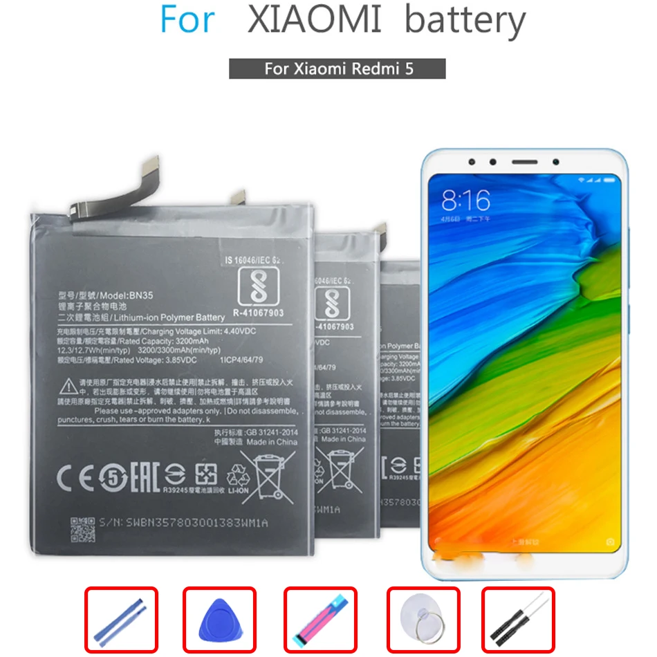 Аккумулятор BN35 для Xiaomi Redmi 5 Xiao mi Redmi5 7 дюйма батарея BN 35 аккумулятор 3300 мАч с