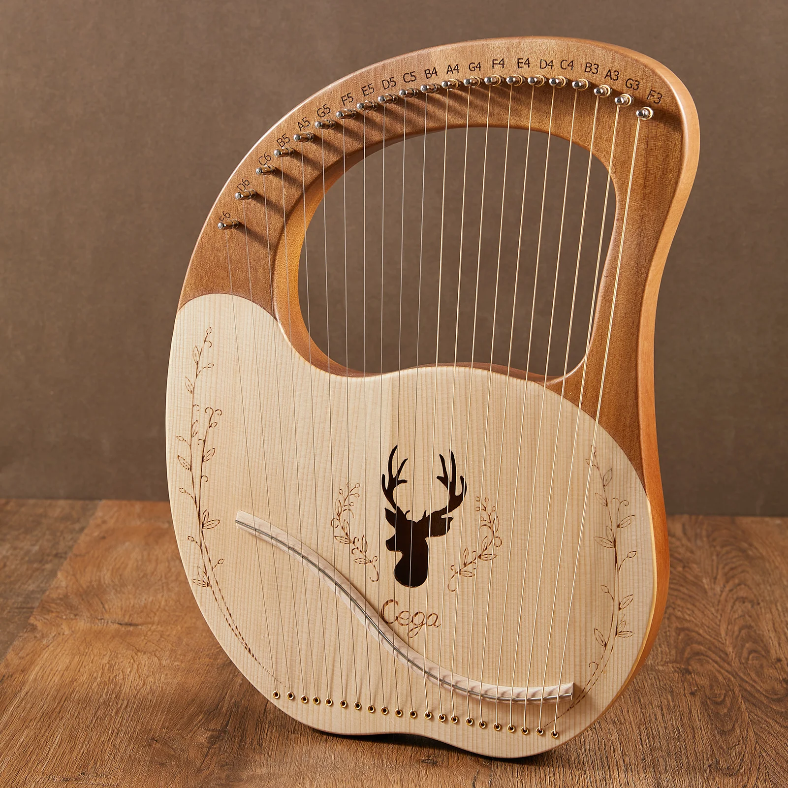 

21 Metal Strings Lyre Harp Box Lyre Harp Spruce Topboard Mahogany Backboard String Instrument with Accessaries