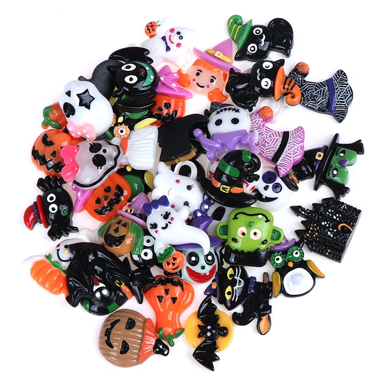 10 шт микс DIY Хэллоуин серии смолы Подвески flatback призрак тыква кабошон случайный |