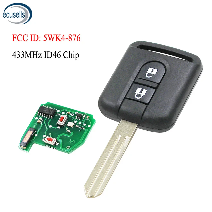 Брелок дистанционного управления с 2 кнопками 433 МГц ID46 для Nissan Elgrand X TRAIL NAVARA MICRA