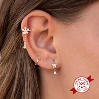 han fan new style 925 silver ear needle 18k gold plated letter c stud earrings zircon compact luxury womens party jewelry