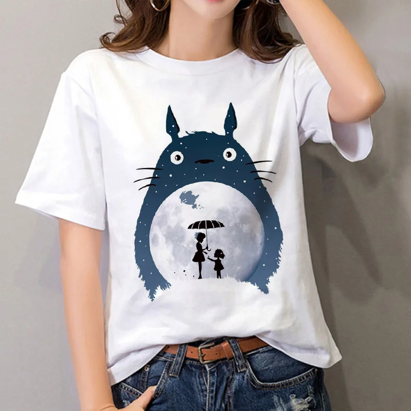 

Plus Size Tops Vrouwen T-shirt Fashion Grappig Totoro Print T-shirt Zomer Harajuku Streetwear O-hals Korte Mouw T-shirt Kleding