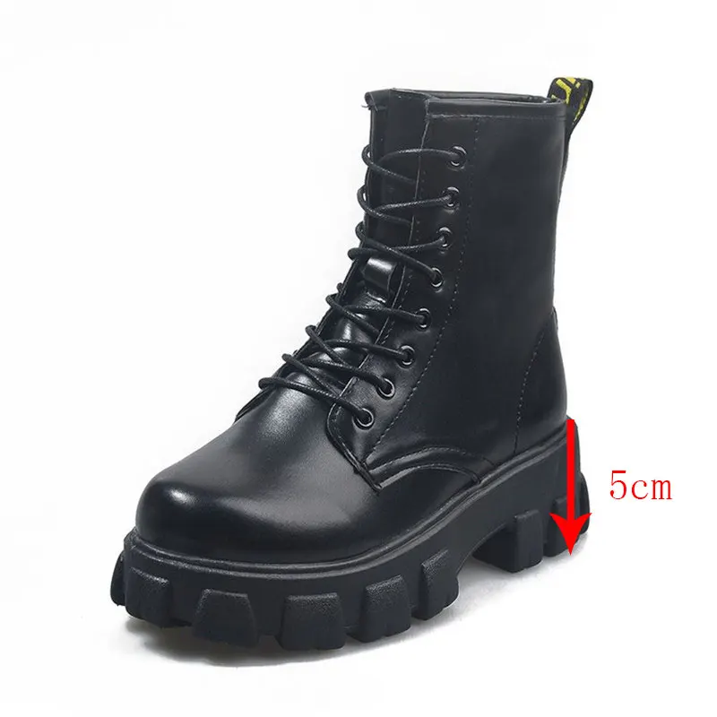 

Women Motorcycle Ankle Boots Wedges Female Lace Up Platforms Spring Black Leather Oxford Shoes Woman 2021