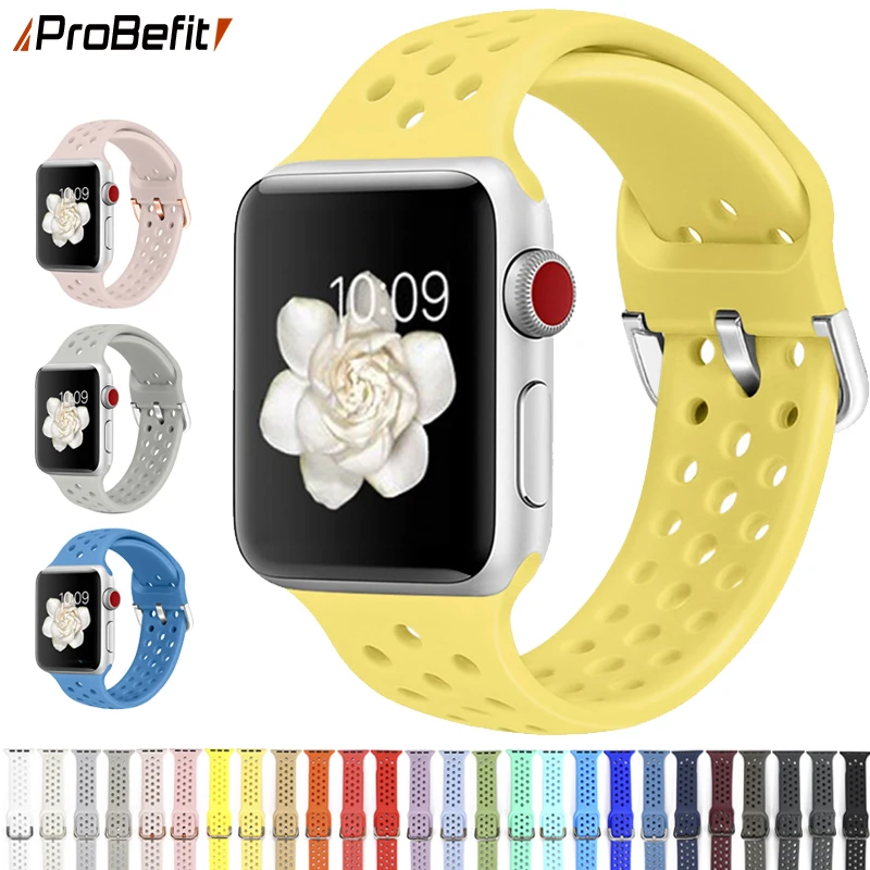 

rubber Band for Apple Watch 4 5 6 SE 7 41MM 45MM 40mm 44mm Soft Silicone Sport Strap for iWatch Series 5 4 3 2 1 38MM 42MM