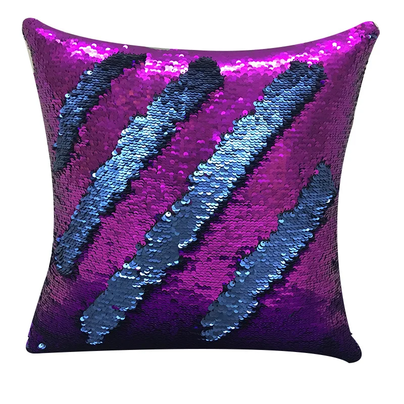 

Wholesales Sequin Pillow Cover Mermaid Cushion Cover Silver Black Golden Purple Dural Color DIY Pillow Case 40X40cm