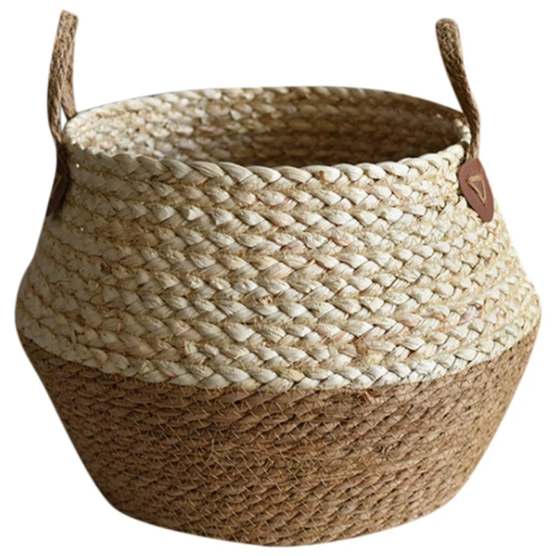

Foldable Natural Flower Pot Seagrass Wicker Basket Home Decor Garden