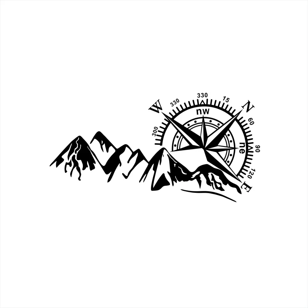 

Art Pattern Adventure Sports Viny Sticker Compass Compass Vinyl Mountain Modeling Car Engine Cover AccessoriesKK13*7cm