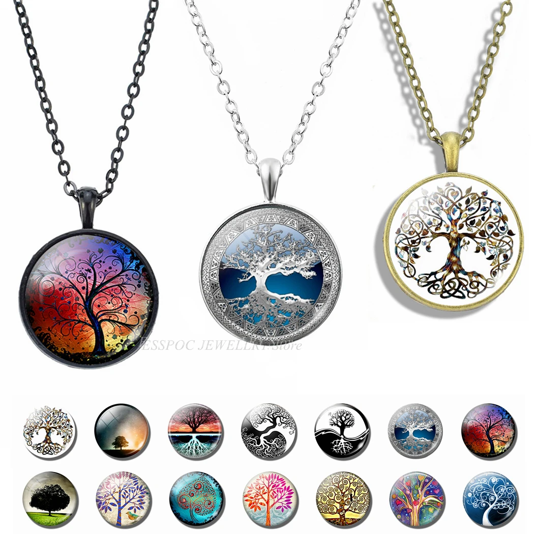 Модное ожерелье Древо жизни винтажное художественное фото стеклянный кабошон