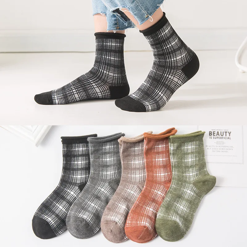 2019 новые женские Ретро английские клетчатые носки осенние и зимние хлопковые