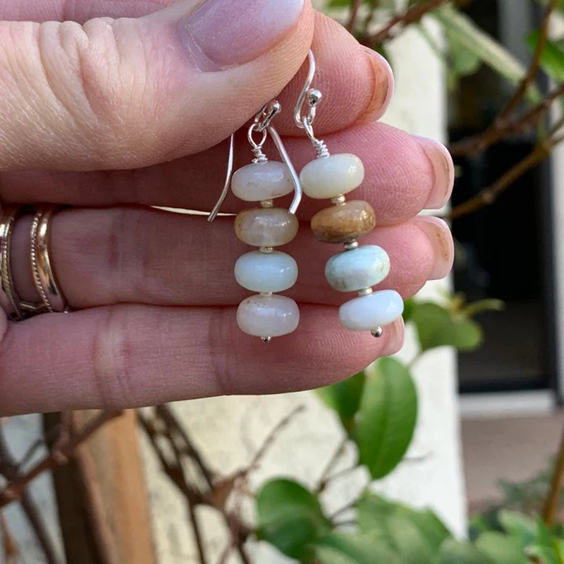 Винтажные многослойные индийские серьги из Натурального Камня