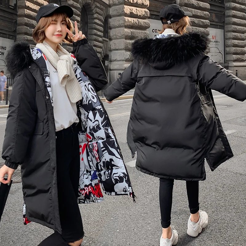 

Jackets Female Winter Coat double side Women's Long Parkas Hooded Warm Winter Jacket Women Coat Cotton Padded Jacket