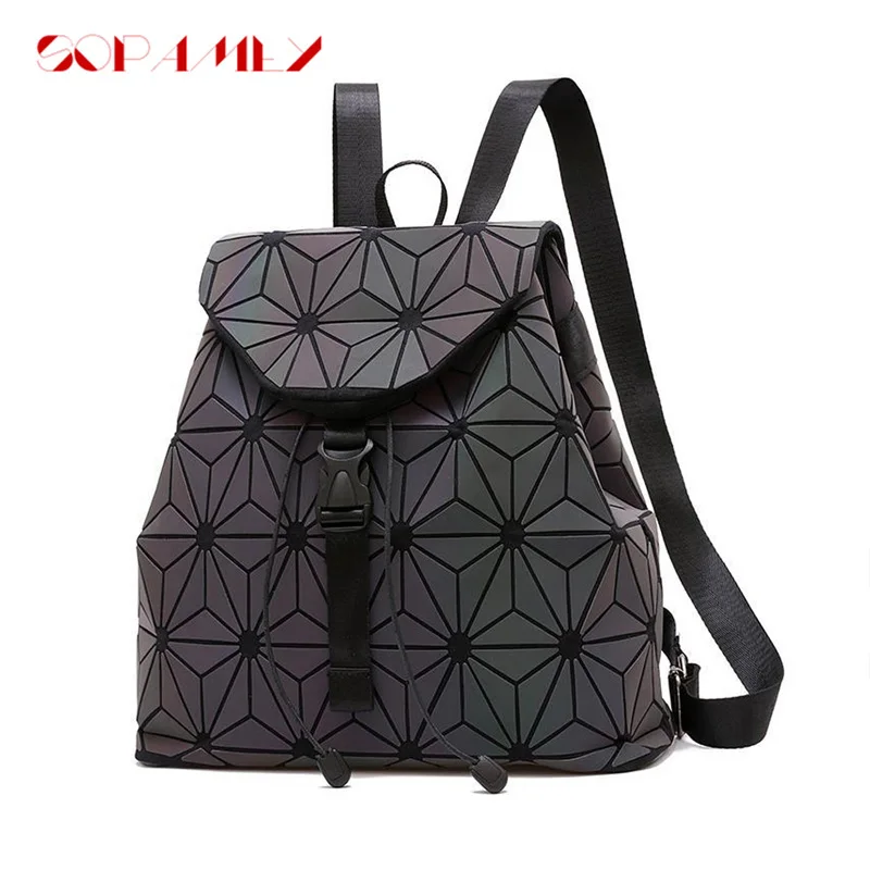 

Dropshipping Women Backpacks Geometric Luminous Students Daypacks School Bags For Girl Fashion Hologram Female Backpack Bagpack