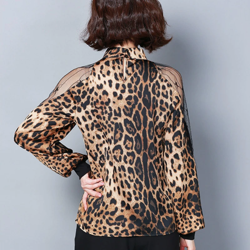 Женская блузка с длинным рукавом Сексуальная кружевная шифоновая открытыми