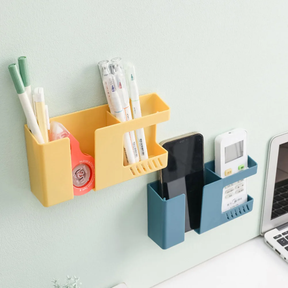 wall mounted organizer storage box remote control mounted mobile phone plug wall holder charging multifunction holder stand free global shipping
