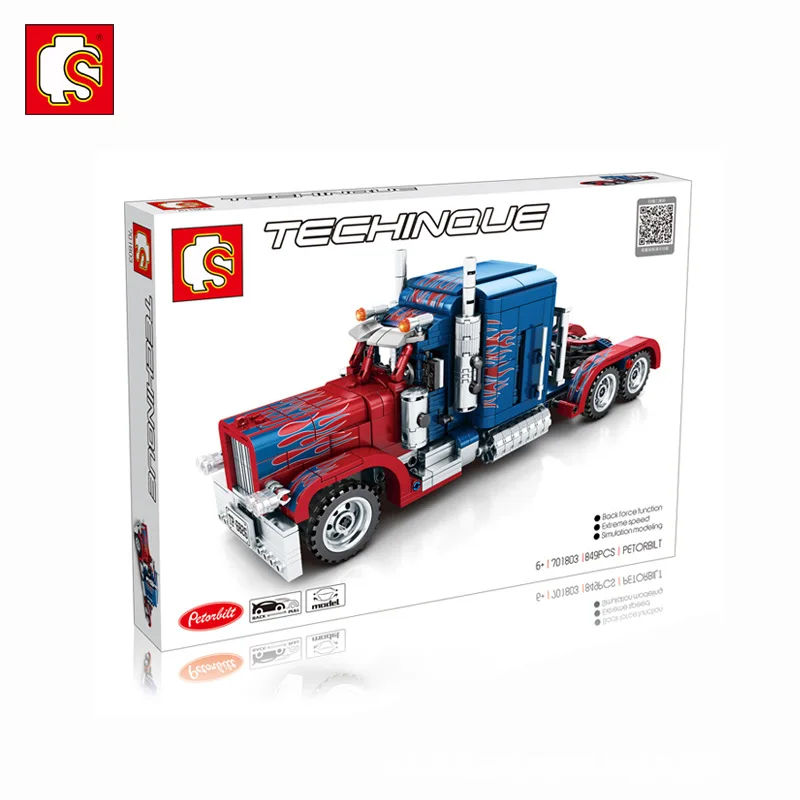 MOC Back Force Movie Peterbilt 389 Optimus Prime супер гоночные автозапчасти Чемпион строительные блоки наборы игрушки в комплекте