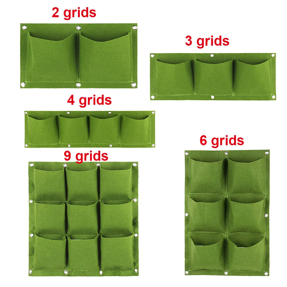 2/3/4/6/9 Grids Pockets Wall Hanging Planting Pot Green Plant Grow Planter Vertical Garden Bag Supplies Bags Tool | Дом и сад