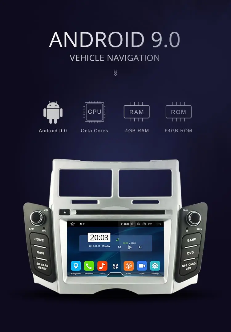 JDASTON Android 9,0 автомобильный dvd-плеер для Toyota Yaris 2005-2011 gps навигация 2 Din автомагнитола стерео Авто Аудио Восьмиядерный 4G+ 64G