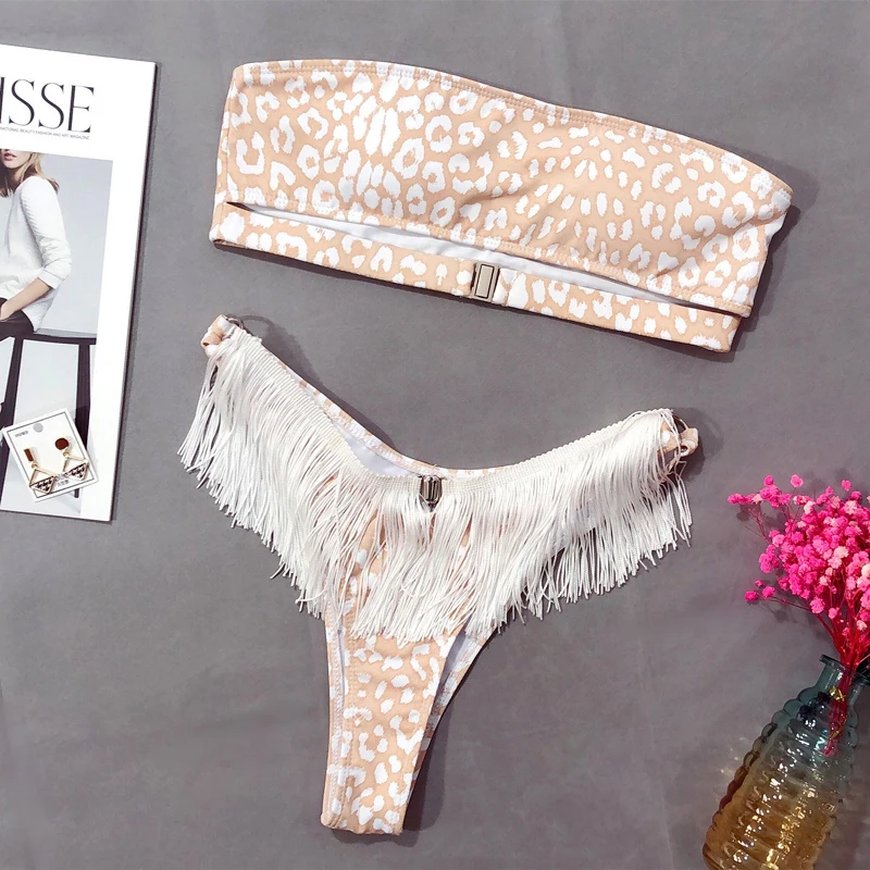 Новинка 2020 модный сексуальный купальник бикини с леопардовыми кисточками
