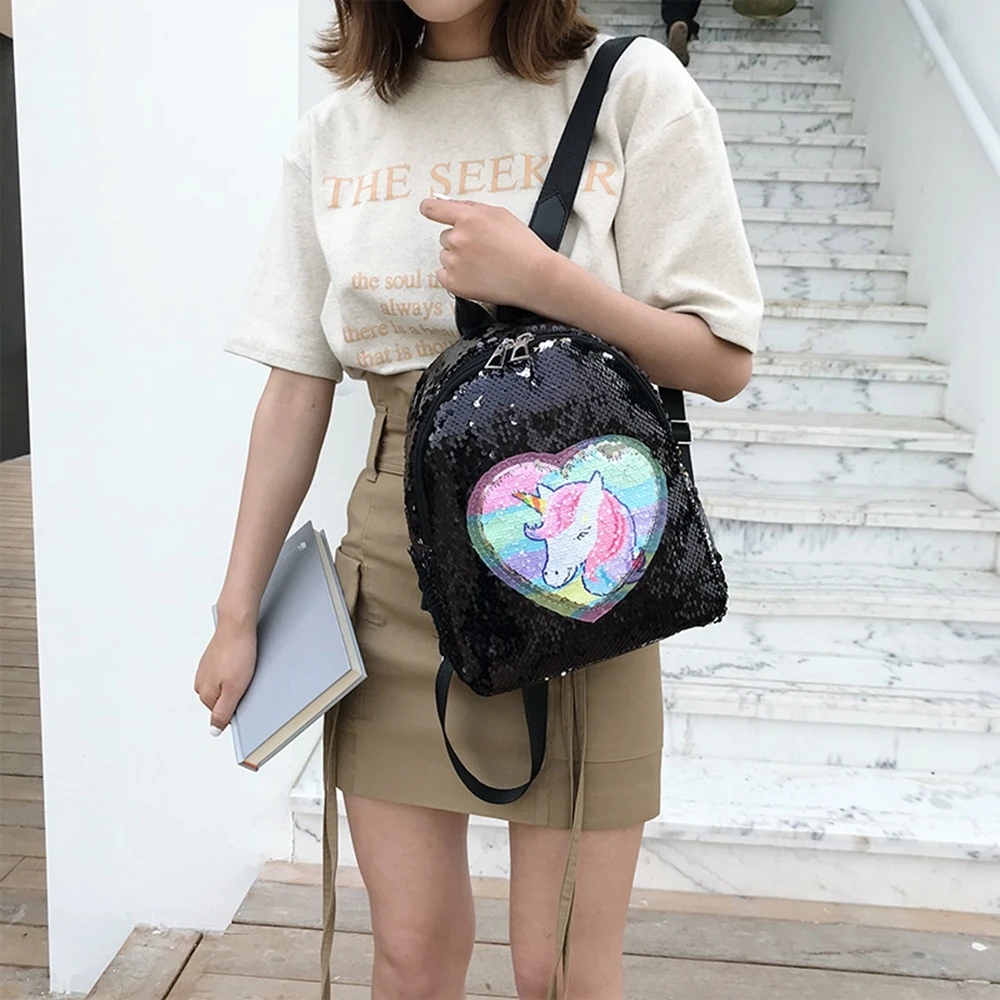 Женские модные блестящие рюкзаки с пайетками большой емкости сумки сенсорная