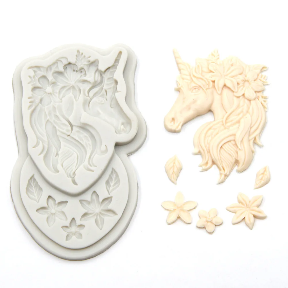 Новинка силиконовая форма 3D в форме единорога для помадки торта свадебное