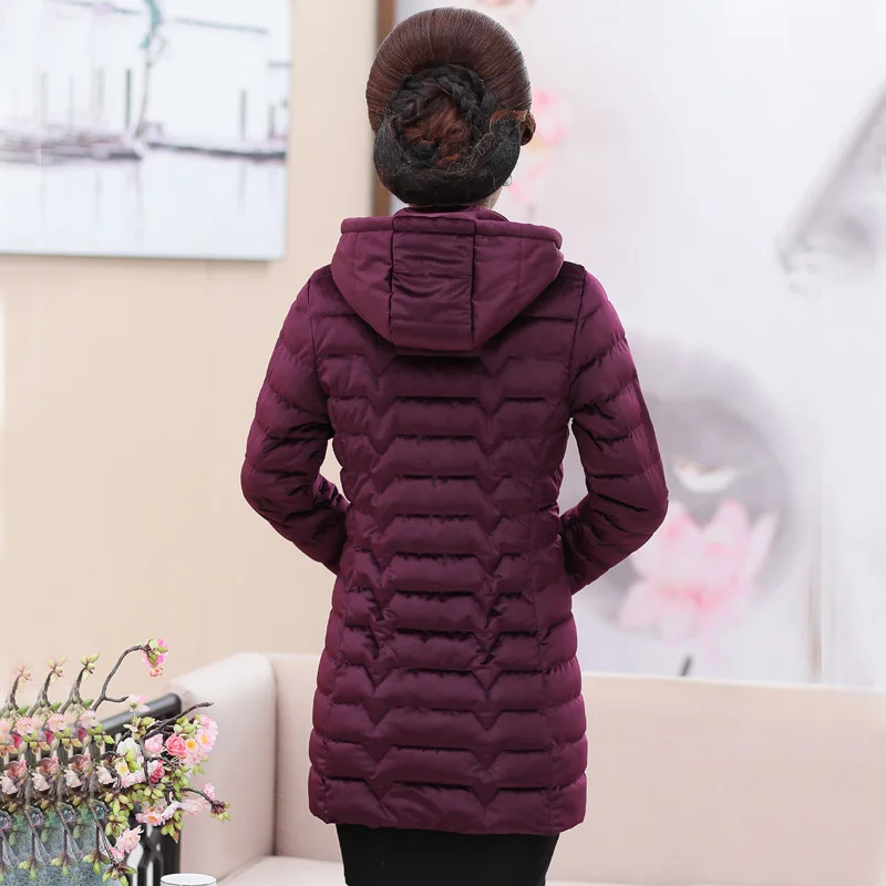 winter jacket women female mothers parka mid-length large size pure color hooded gold velvet cotton coat women