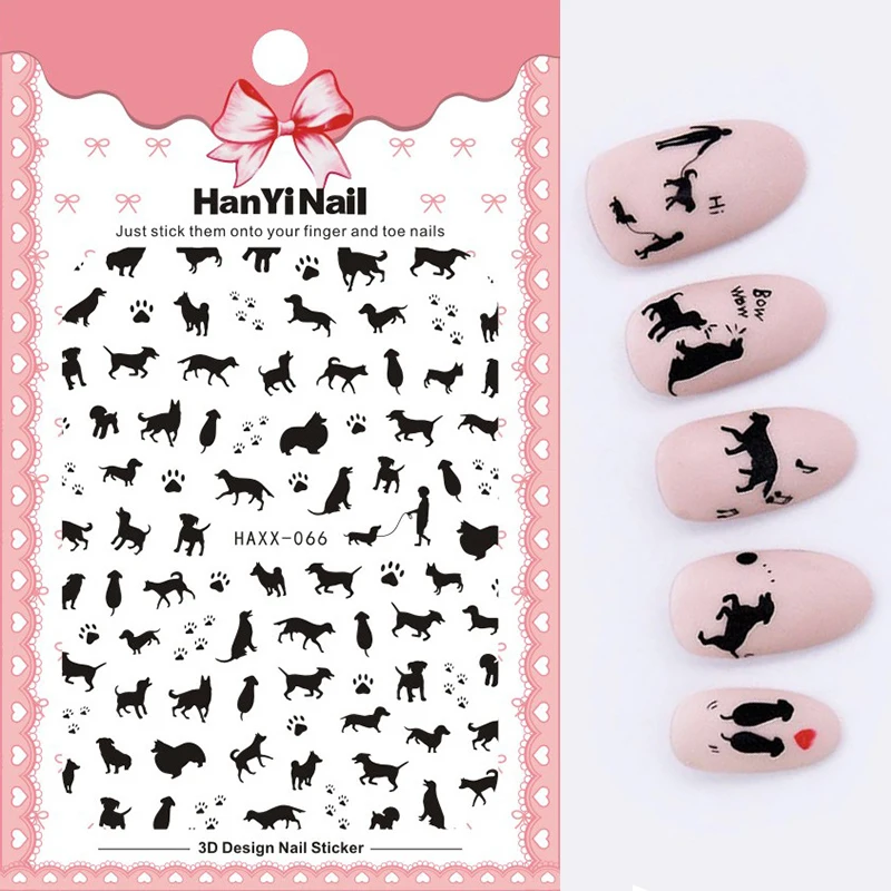 1 лист животных наклейки для ногтей Кокосовое Дерево 3D самоклеющиеся щенок