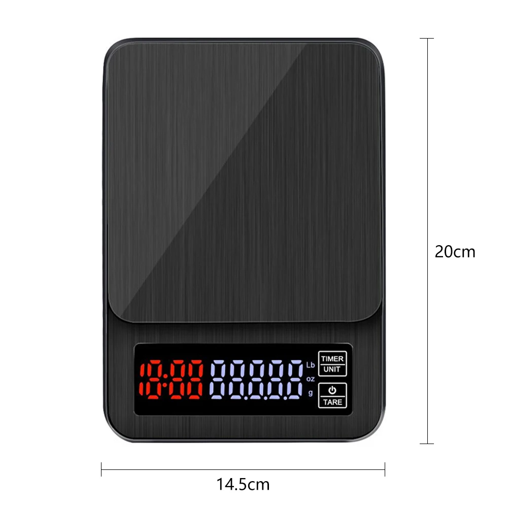 

LED Digital Stainless Steel Timer Coffee Scale Electronic Kitchen Pocket Scale Household Food Weighing Scale Without Battery