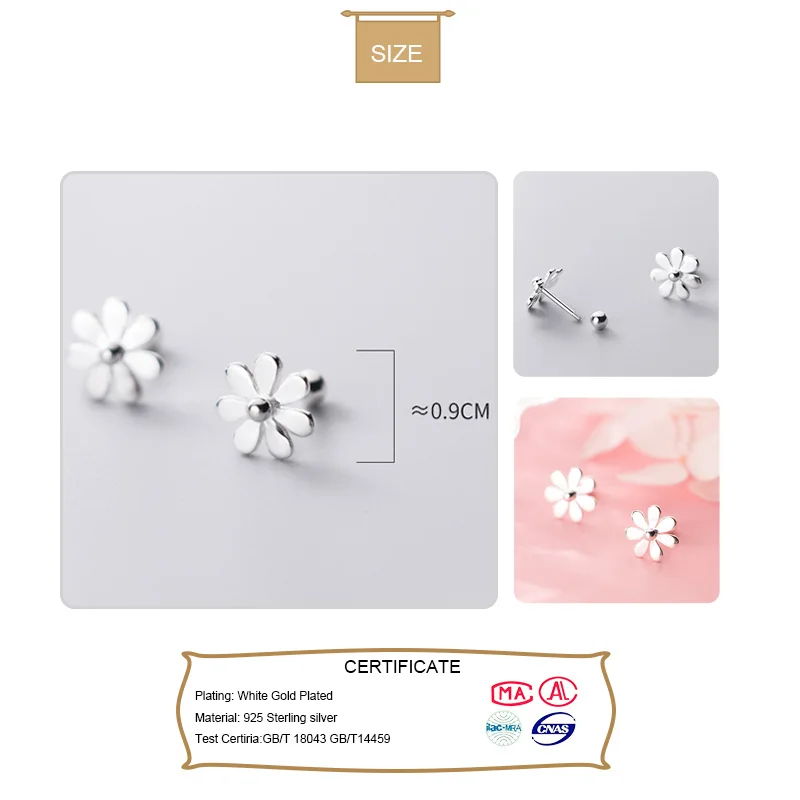 Trustdavis Real 925 Sterling Silver Fashion Sweet Flower Screw Stud Earrings For Women Children Mini Minimalist Jewelry DA1920 | Украшения