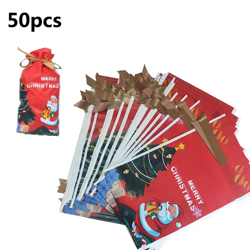 Новый год 50 шт в наборе рождественские конфеты сумка с ленты принтом