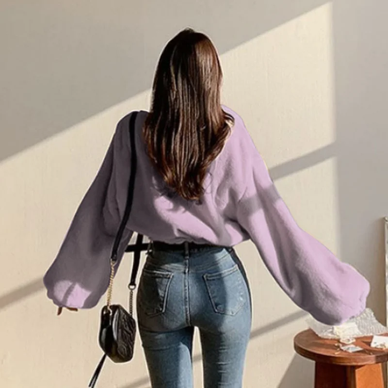 

Autumn and winter women's clothing 2021 new fashion personality simple loose solid color lapel zipper waist short coat