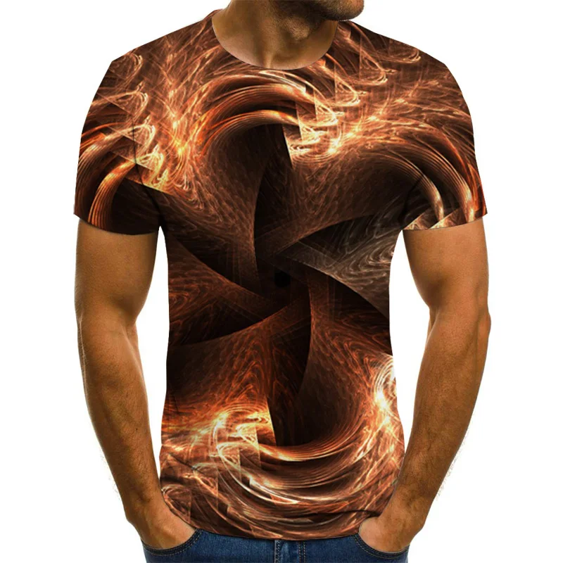 

New psychedelic T-shirt men 3D T-shirt dizzy printing T-shirt black shirt short-sleeved street men's casual summer top