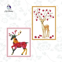 joy sunday color deer animal pattern cross stitch kit 14ct 11ct printed on canvas diy embroidery handmade needlework gifts sets