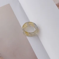 opening adjustable ring retro korean ins candy color geometric acrylic marble texture personality design ring jewelry