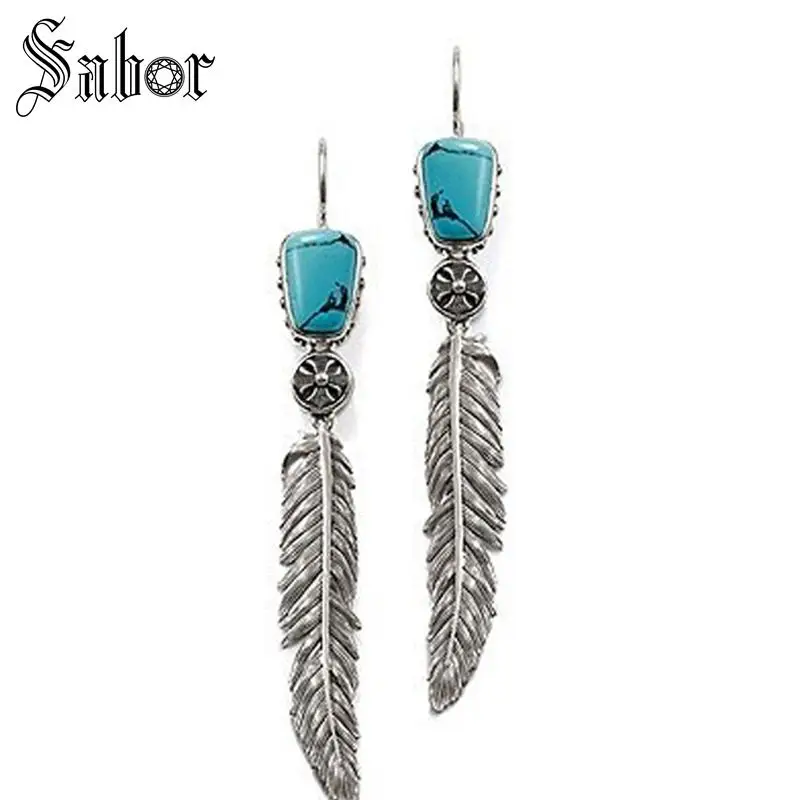 Женские серьги капельки с перьями Винтажные серебряного цвета цирконием модные