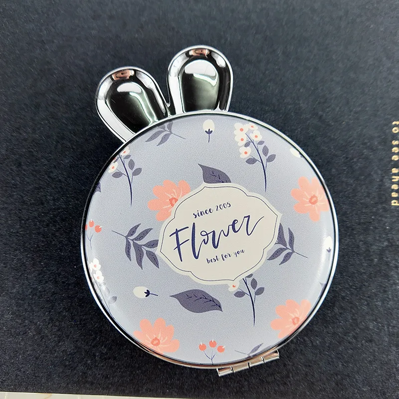 Карманное двухстороннее зеркало с цветочным узором для женщин и девушек