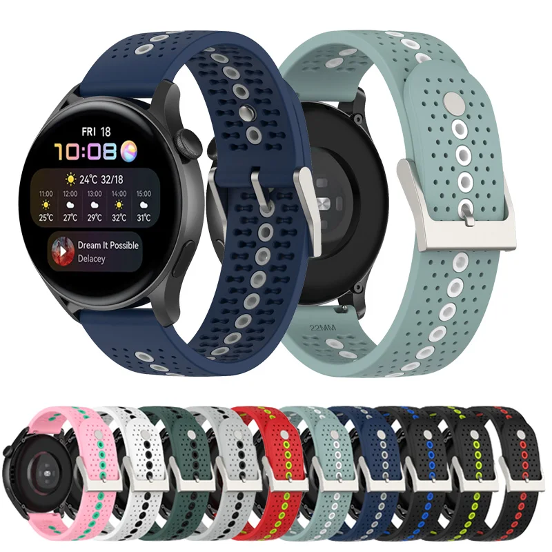 Ремешок силиконовый для Huawei Watch 3 pro GT2 2e 46 мм спортивный цветной смарт-браслет Xiaomi