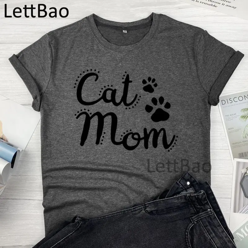 

Cat Mom Print Women T-shirt Summer Clothing Short Sleeve Women Clothes Harajuku Korean Style Girl Short Sleeve O Neck T Shirt
