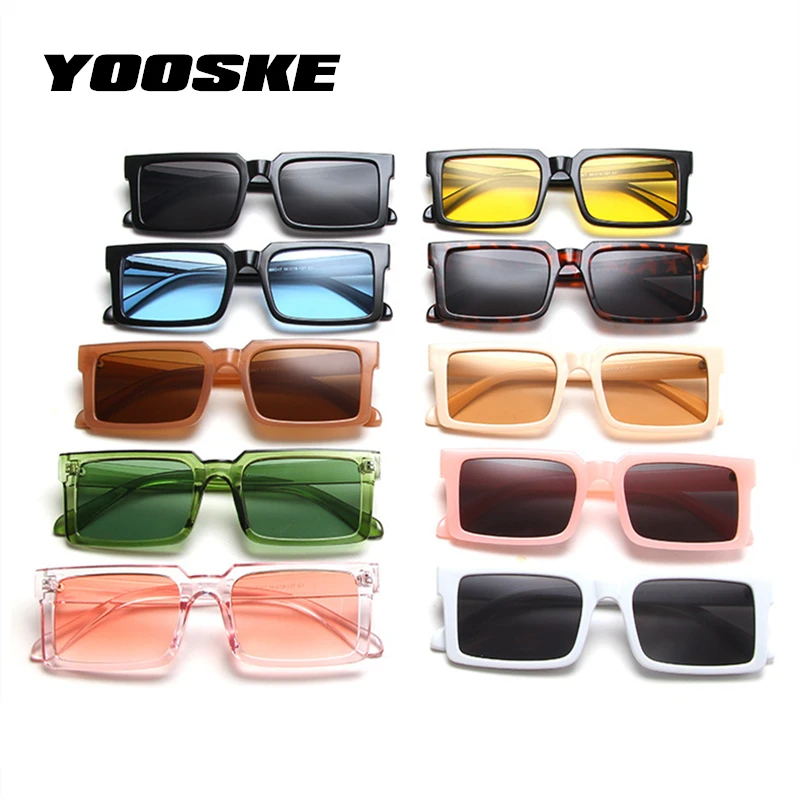 

YOOSKE Green Square Sunglasses Women 2021 Vintage Brand Designer Rectangle Sun Glasses Fashion Small Eyewear UV400