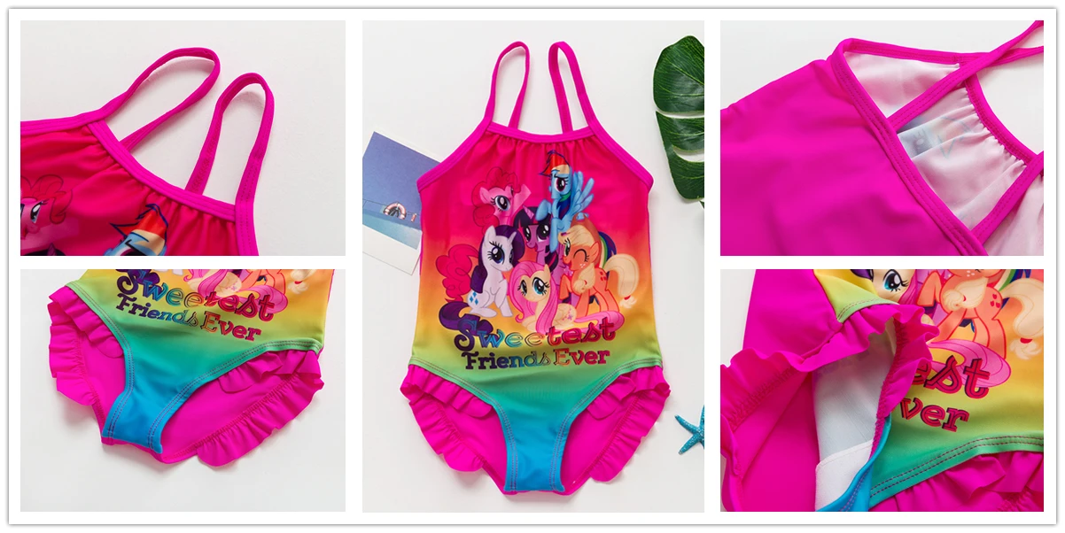 New Kids& Baby Girls Swimsuit 2~16Y Girls Swimwear Children one piece Cartoon Swimwear High quality Kids Beach wear- 9021MIX